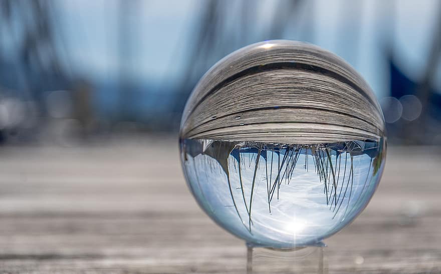 esfera de vidre, port, fotografia, marina, bola de vidre