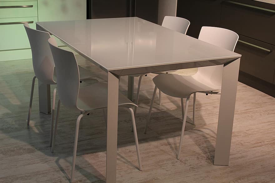таблиця, стільці, меблі, місць, інтер'єр, сучасні меблі, журнальний столик, арредо, дизайн інтер'єру