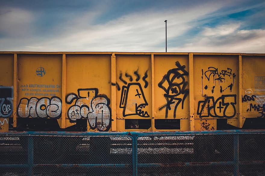 strada, urbano, graffiti, arte, opera d'arte, design, creatività, metallo, vita di città, sporco, vecchio