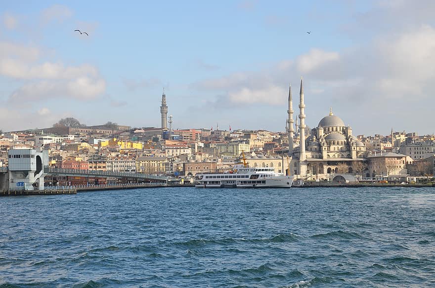 Стамбул, залив, корабль, лодка, паром, порт, море, океан, река, город, здания
