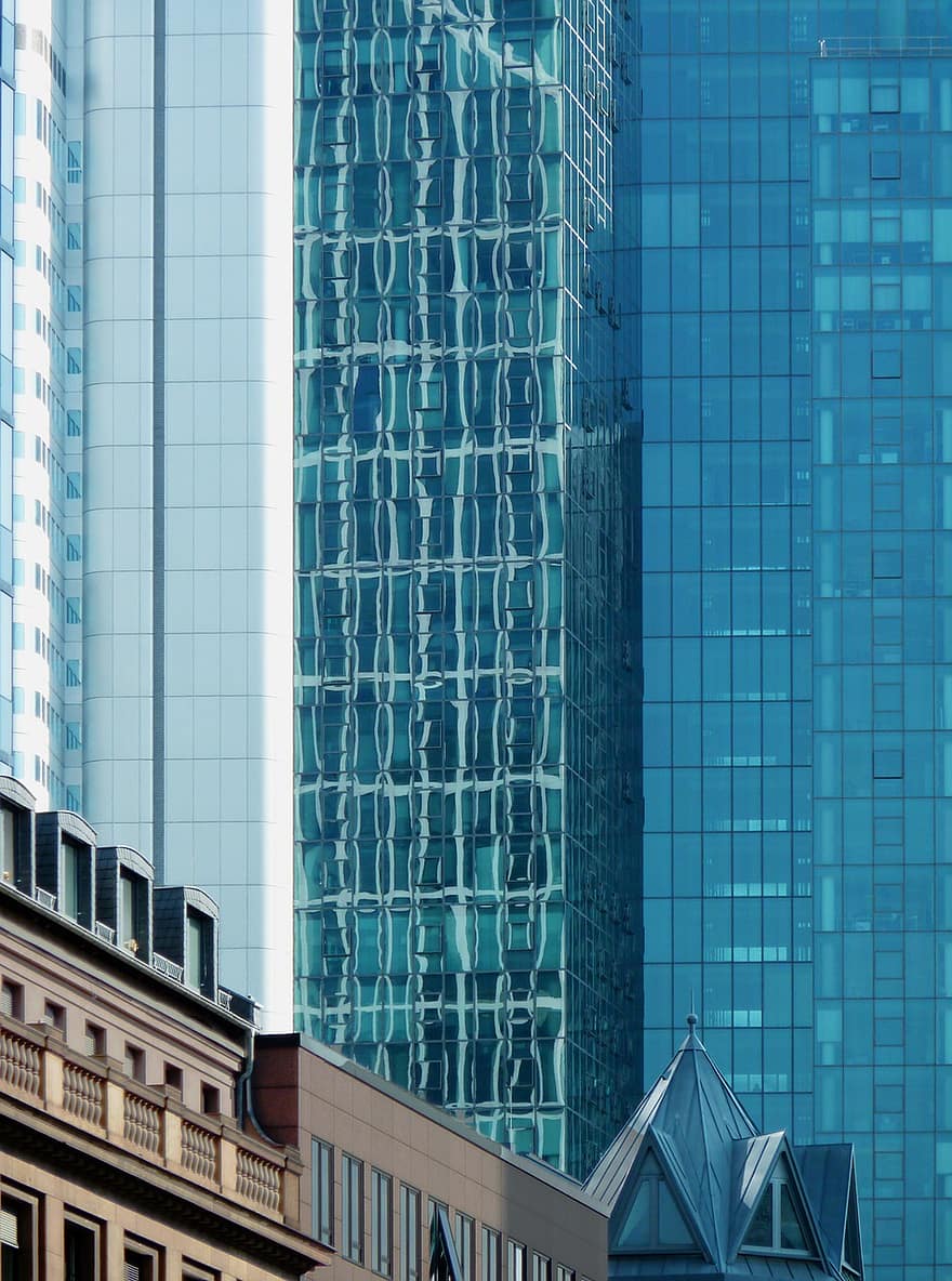 ガラス製のファサード、超高層ビル、オフィスビル、建築、大都市
