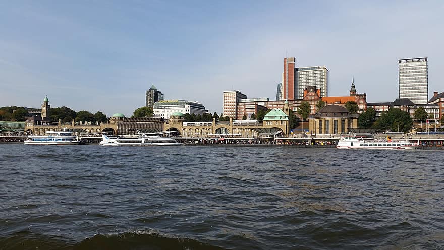 Hamburg, Liman, elbe, Su, Hanseatic City, nehir, mimari, Kent, tekne, liman şehri, Nakliye