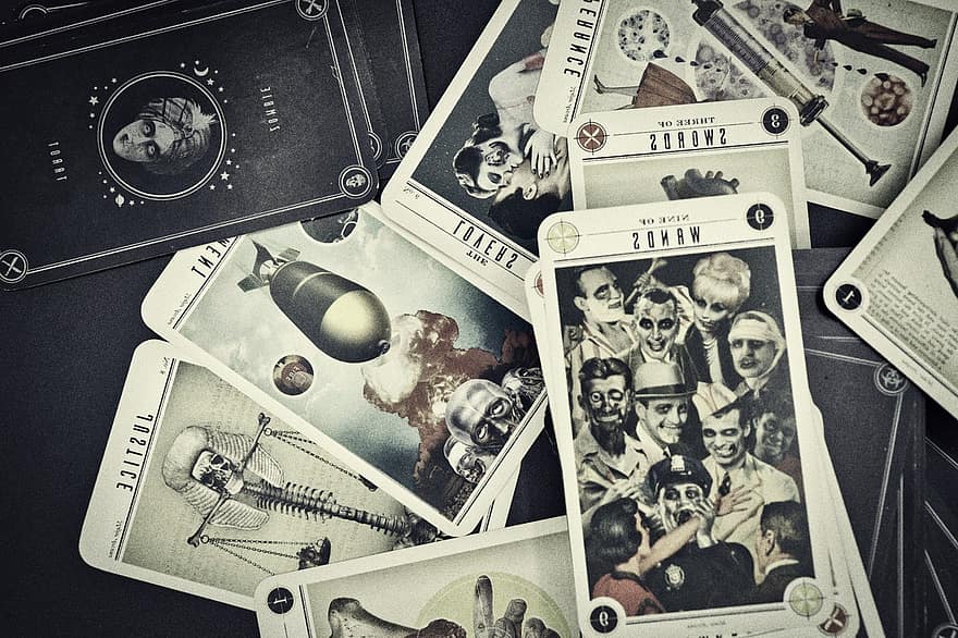 टैरो, ज़ोंबी, भविष्य बताने वाला कार्ड, मानसिक, भविष्यवाणी, रहस्यमय, जादू, डायन, दवा, काला और सफेद, पुरुषों