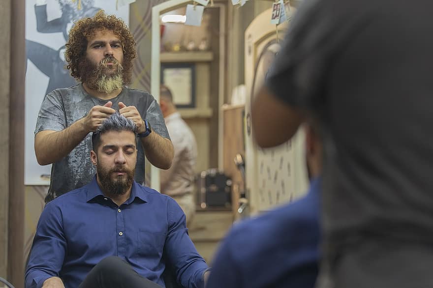 tukang cukur, tukang potong rambut, laki-laki, potong rambut, penata rambut, Iran, persia, orang-orang, gaya hidup, pekerjaan, mode