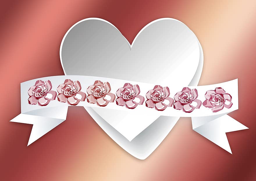 jantung, bunga-bunga, kartu ucapan, ulang tahun, hari Valentine, hari Ibu, romantis, cinta, percintaan, berwarna merah muda, pernikahan