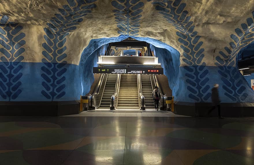 метро, станция, Стокгольм, путешествовать
