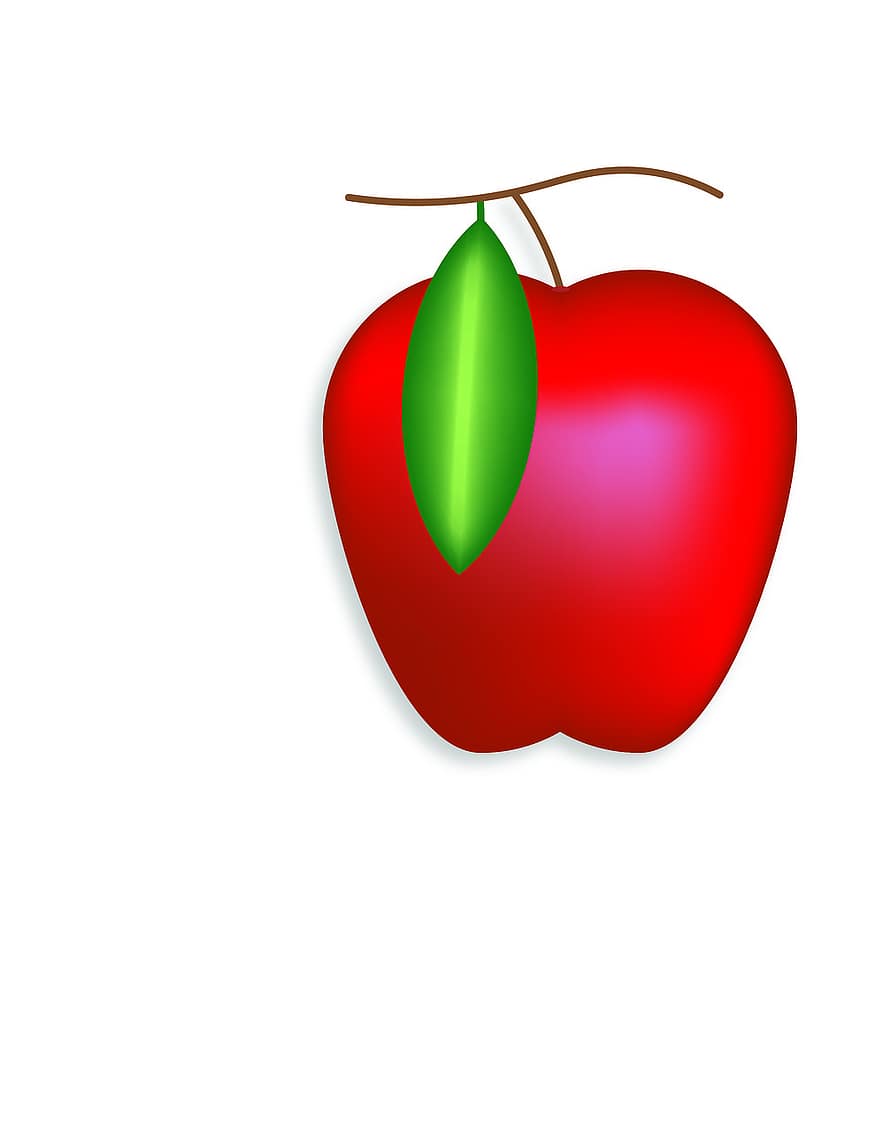 яблоко, фрукты, лист, питание, здоровый, витамины, Рисование, свежесть, органический, созревший, иллюстрация