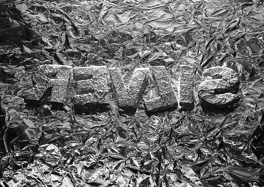 Photography, Silver, Black And White Photography, Design, Abstract, Aluminum Foil, Typography, Gray Abstract