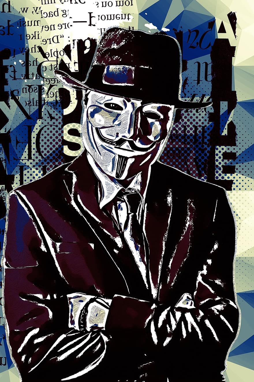 Vendetta, Anonymous, Mask, Artwork, Coat, Portrait, Man, Male, Photo Art, Drawing, men