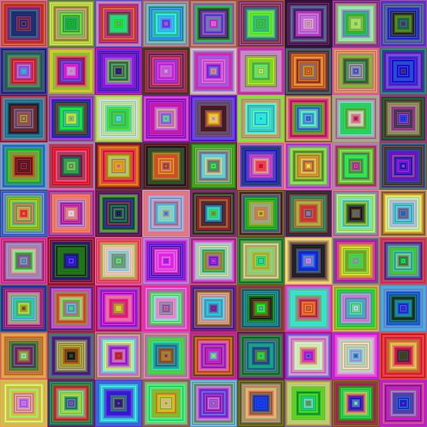 квадрат, заден план, мозайка, геометричен, абстрактен, плочка, цвят, дизайн, плочки, дигитален, графичен