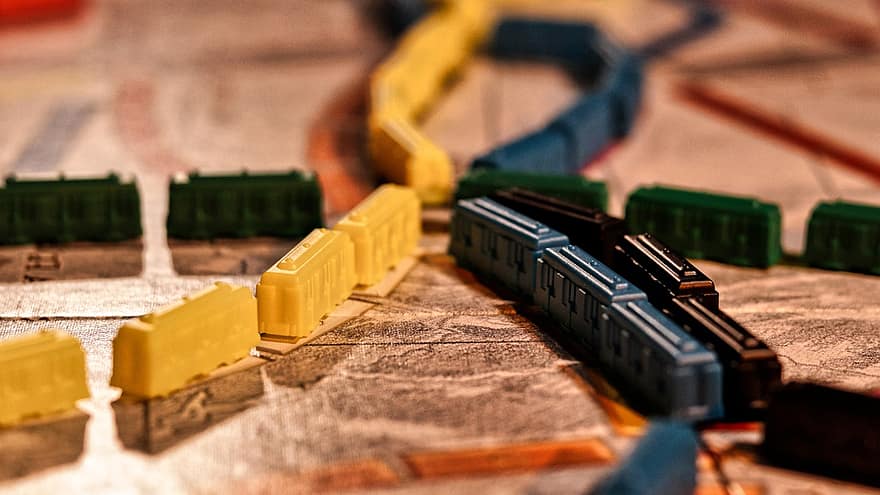 joc, estratègia, pissarra, tren, ferrocarril, plàstic, equipament, primer pla, fusta, taula, indústria