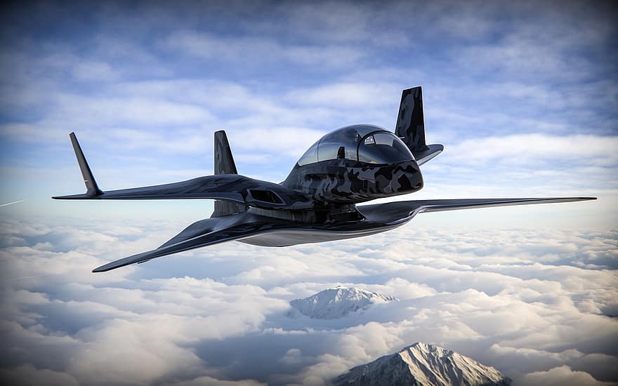 avião, aeronave, 3D renderizado, Renderização em 3d, jato, voar, vôo, Avião Futurista, Aeronave futurista, aeronáutico, inovação