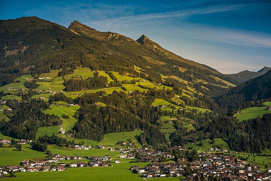 bergen, alpine, top, hemel, wolken, Oostenrijk, panorama