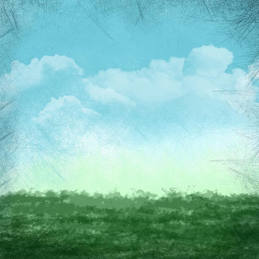 fons, núvols, aire, naturalesa, herba, cels blaus, cel