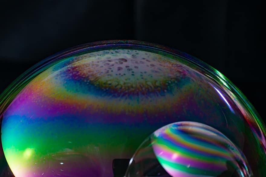 пузырьки, мыльные пузыри, сверкание, красочный, отражение, огни, отблеск от линз, преломление