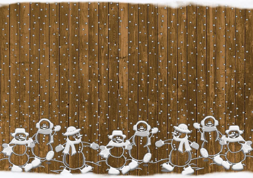Noël, bonhommes de neige, rustique, neige, Contexte
