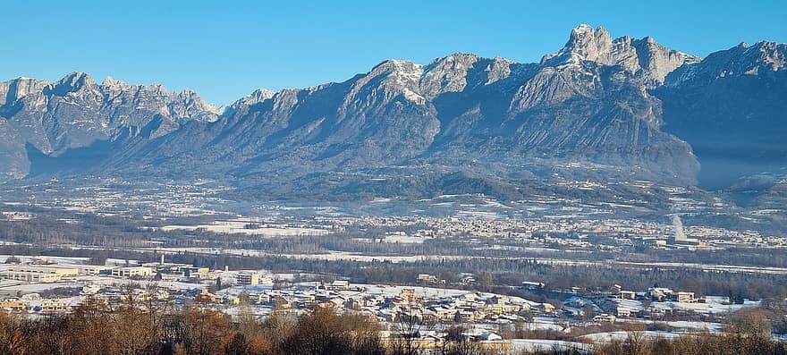 Winter, Panorama, Dolomites, Mountains, Snow, mountain, mountain peak, landscape, mountain range, blue, ice