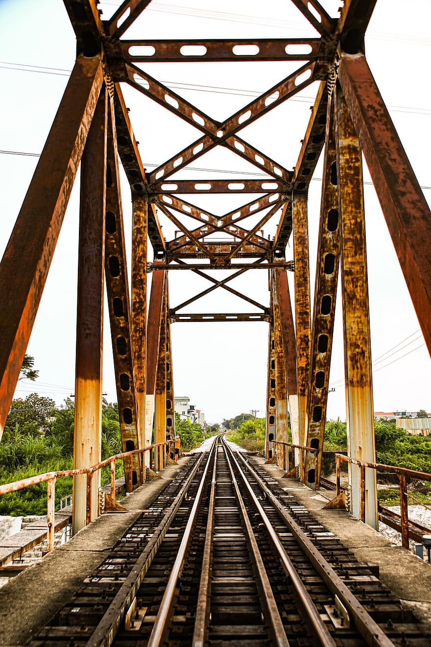 Ponte ferroviária, estrada de ferro, trilho do trem