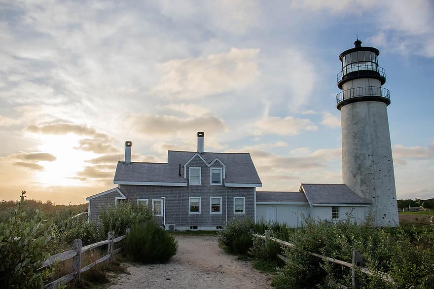 Lighthouse, Coast, Beacon, Cape Cod, Massachussetts, Nature, architecture, building exterior, coastline, blue, built structure