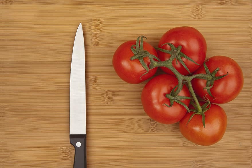 tomate, vegetales, cuchillo, comida, Produce, rojo, frutas, sano, crudo, ingrediente, cosecha