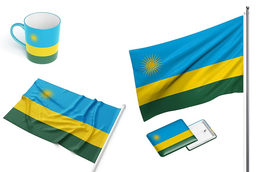 країна, прапор, Руанда, національний, символ