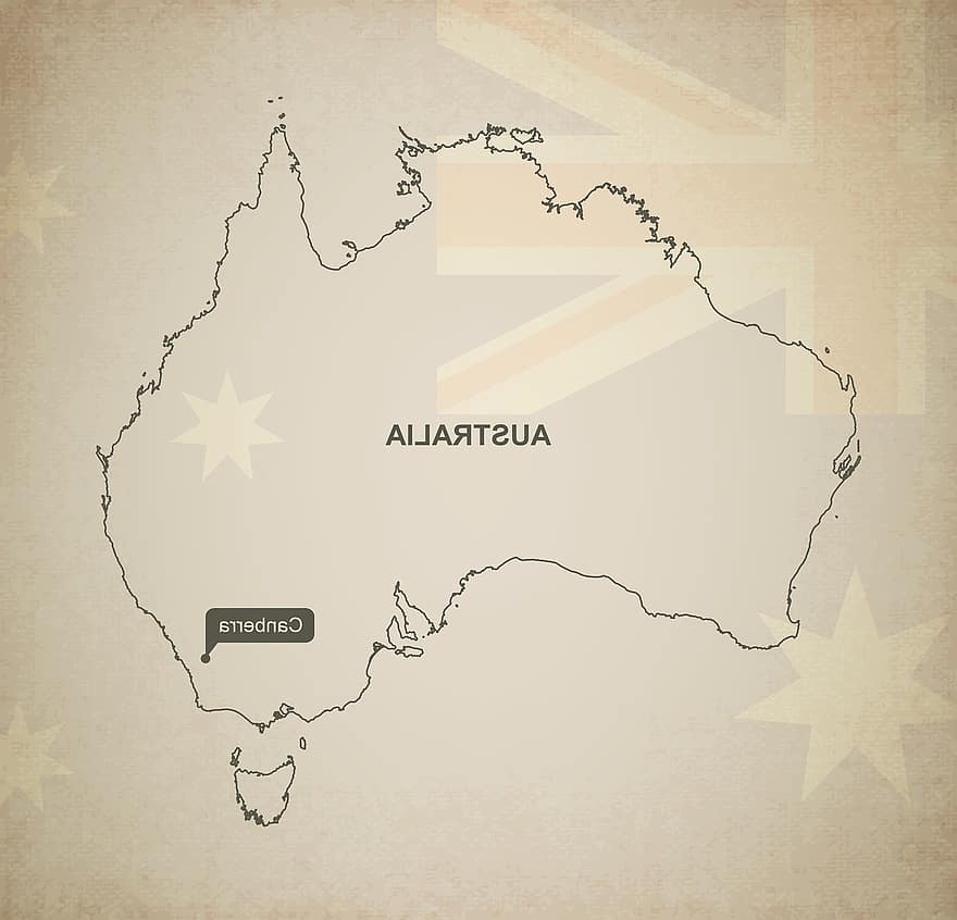 zarys, mapa, Australia, geografia, kraj, mapy, flaga, dokładny