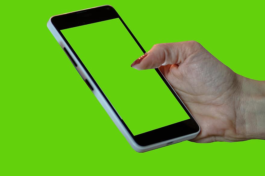 telefon, hånd, skærm, venstre hånd, grøn skærm, smartphone, venstrehåndet, teknologi, moderne, elektronisk, digital