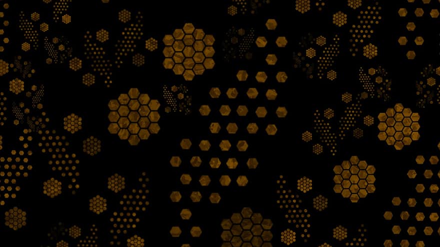 Hexagon, Black, Background, Pattern, Abstract, Geometric, Elegant, Luxurious, Gold, Hive, Dark