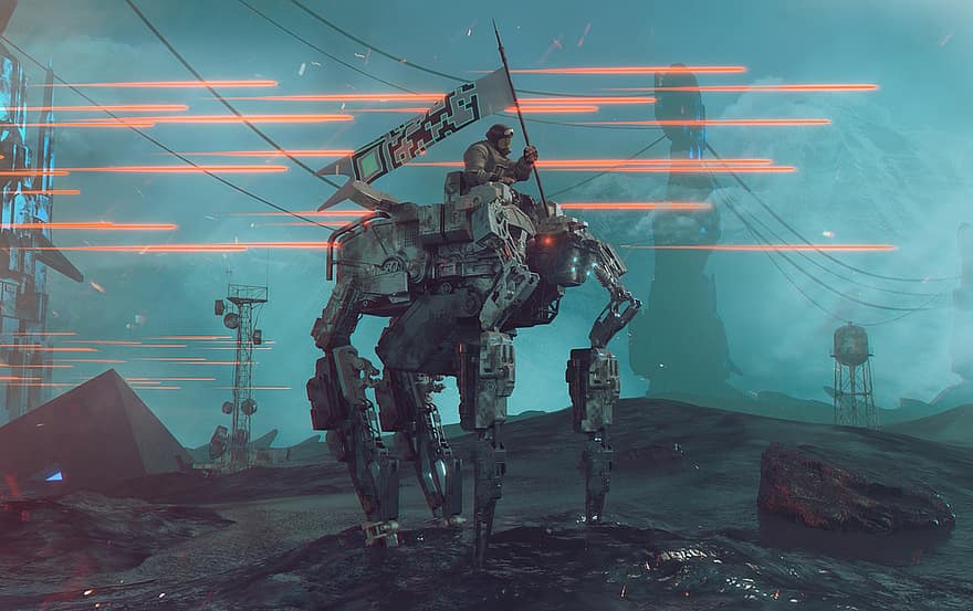 SciFi, война, бъдеще, футуристичен, робот, оръдеен огън, битка, игрален, технология, фантазия, характер