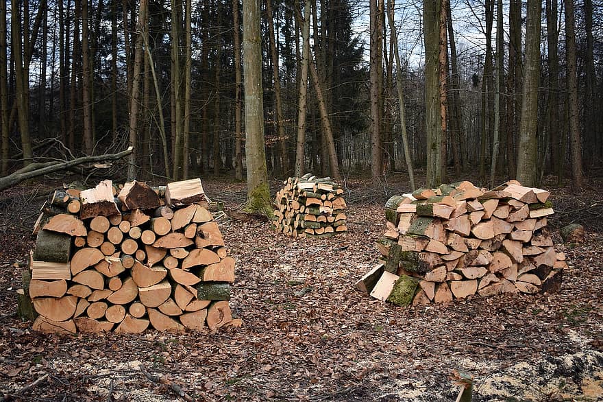 hout, logs, stam, brandhout, Stukken hout, brandstapel, houten, bosbouw, structuur, ontbossing, Bos