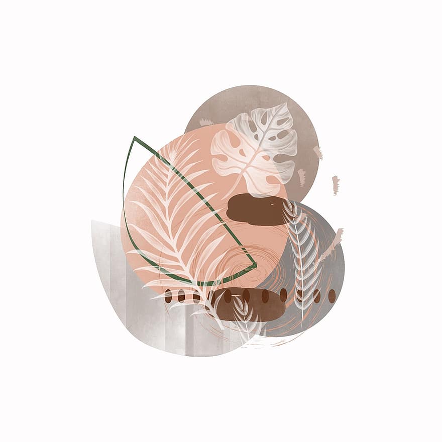 Bohemian, Boho, Drawing, Design, Texture, Background, Round, leaf, illustration, vector, plant