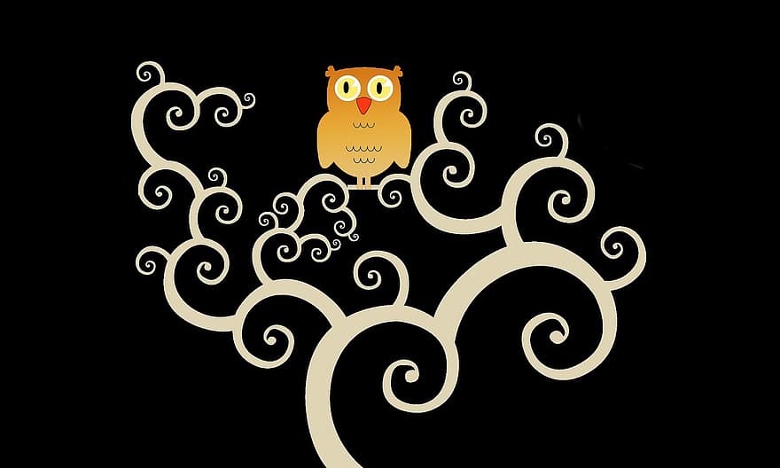 Owl, Tree, Night