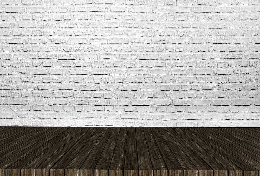 mattoni, parete, legna, tavole, pavimento