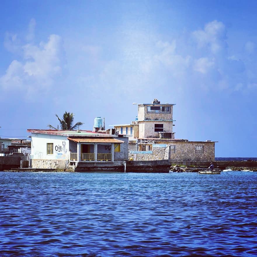 papludimys, jūros, namai, pastatas, Kuba