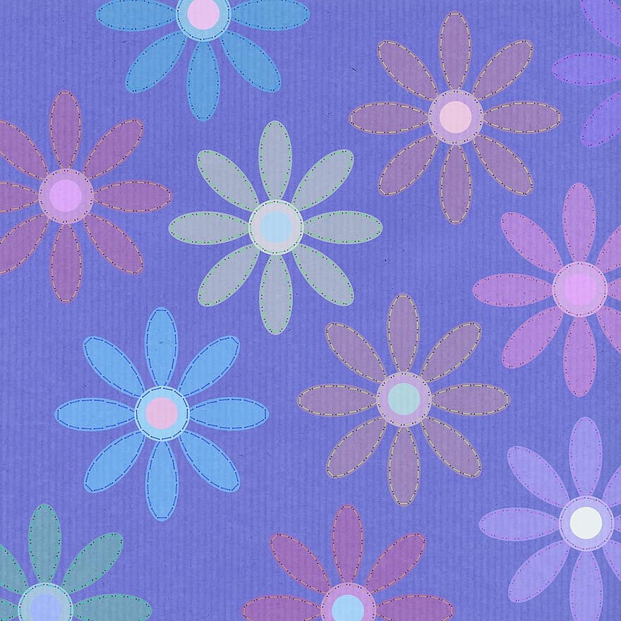 kwiaty, wzór, szwy, kolorowy, papier pakowy, tło