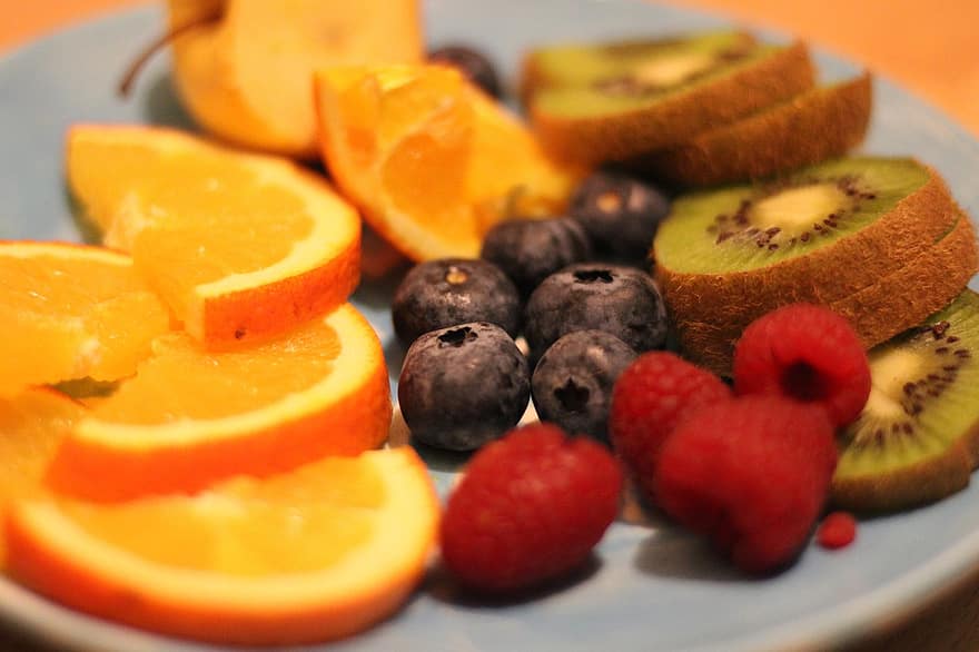 frukt, näring, mellanmål, organisk, hälsosam, mat, orange, kiwi, vitaminer, friskhet, närbild