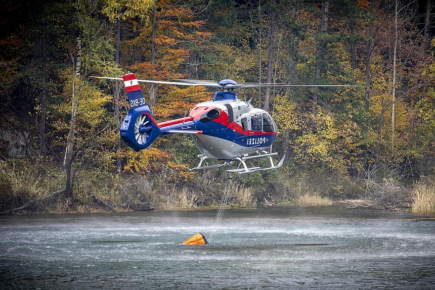 helikopter, tim penyelamat, memadamkan, pemadam kebakaran, eurocopter