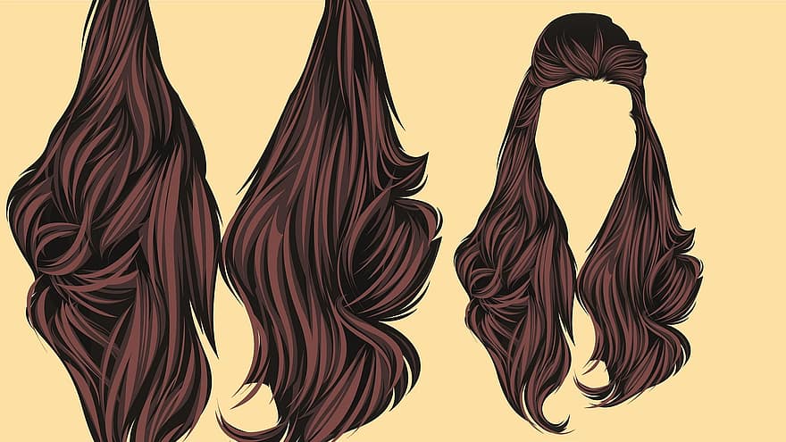 Hair, Women, Cartoon, Female, Silhouette, Hairstyle, Fashion, Style, Design, Sketch, Color