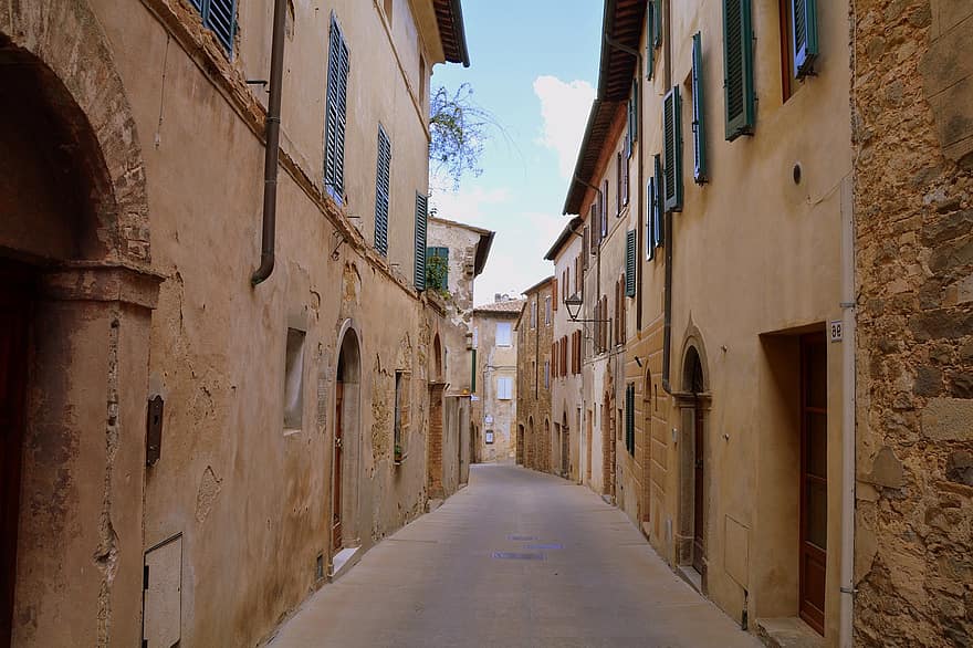 carreró, Borgo, cases, montalcino, Toscana, Itàlia, entreveure