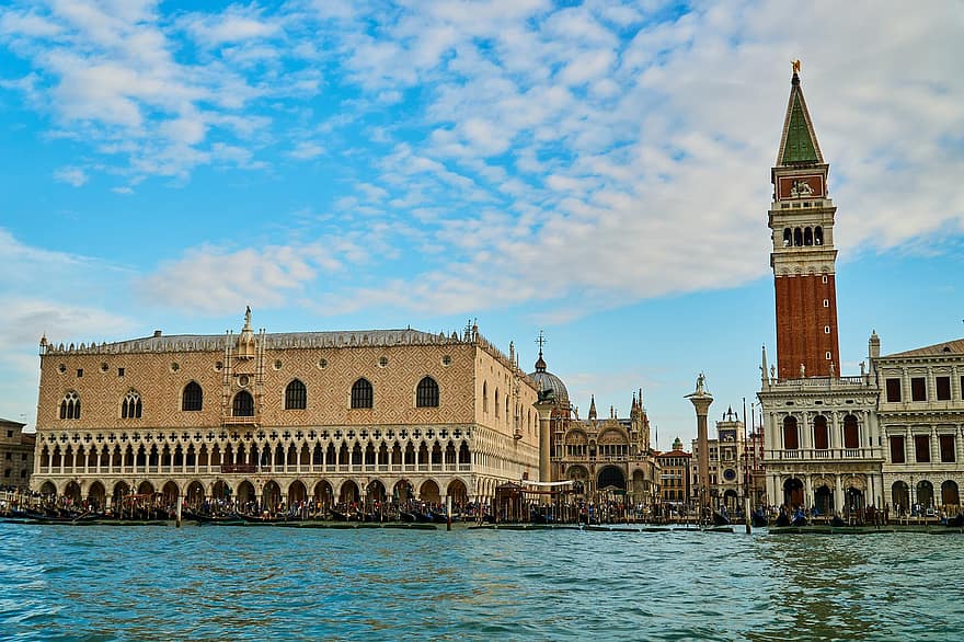 Италия, Венеция, дворец дожей, Базилика Святого Марка, дворец, канал