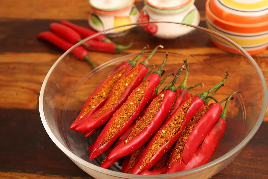 chilipepers, rode chili pepers, hete pepers, gebeitst pepers, voedsel, versheid, groente, detailopname, kruid, warmte, temperatuur-