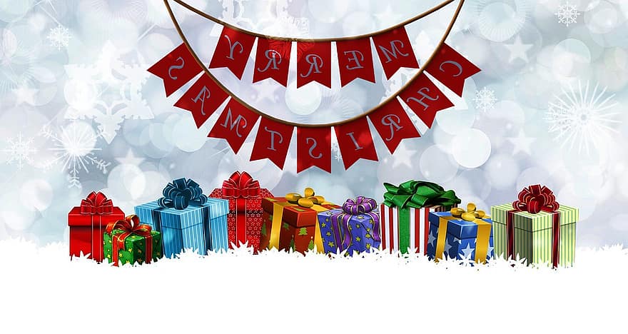 Navidad, presenta, decoración, regalos, caja de regalo, regalos de Navidad, Banner de Navidad, celebracion, vacaciones, paquete, fondo de navidad