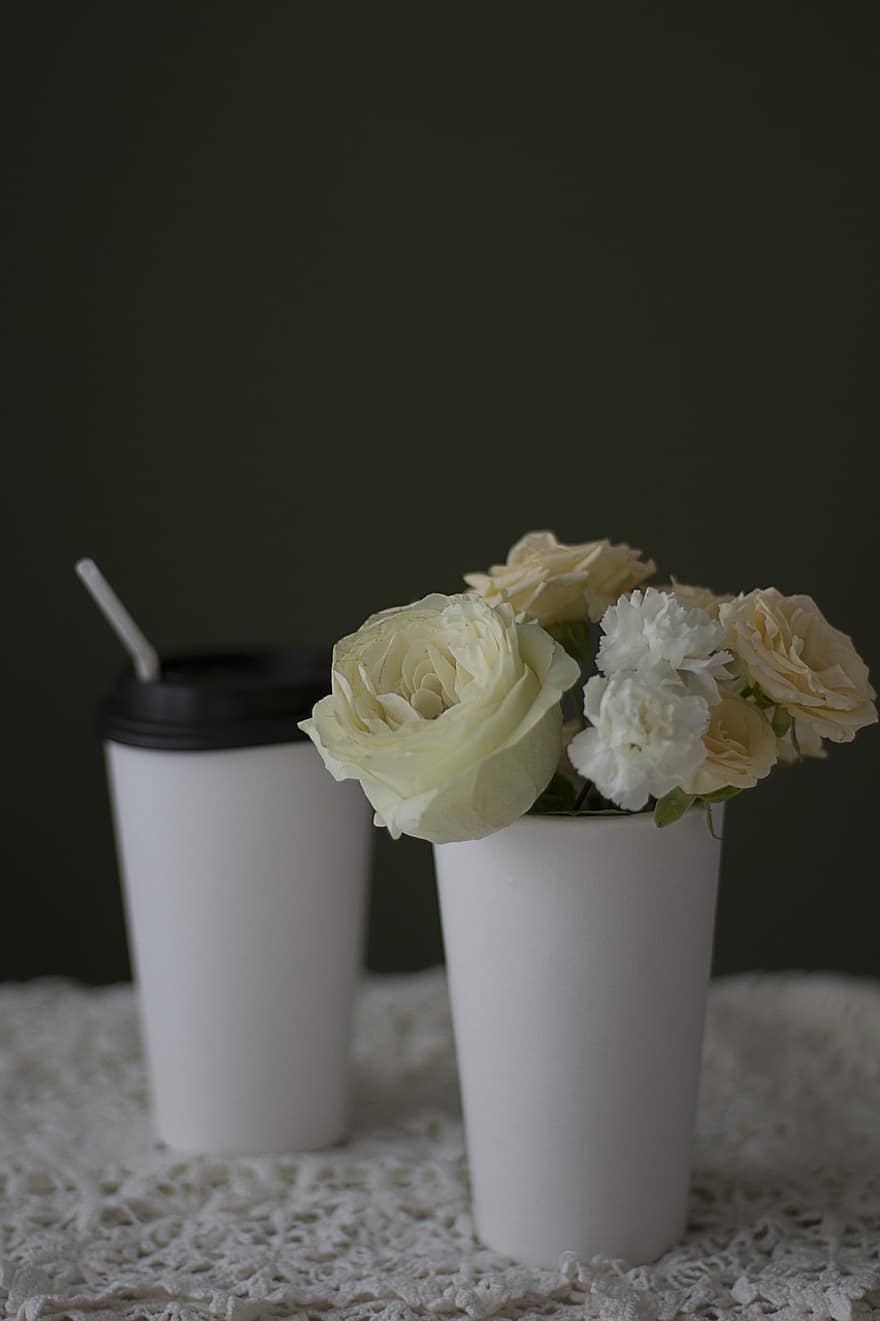 flori, Trandafir, cafea, cappuccino