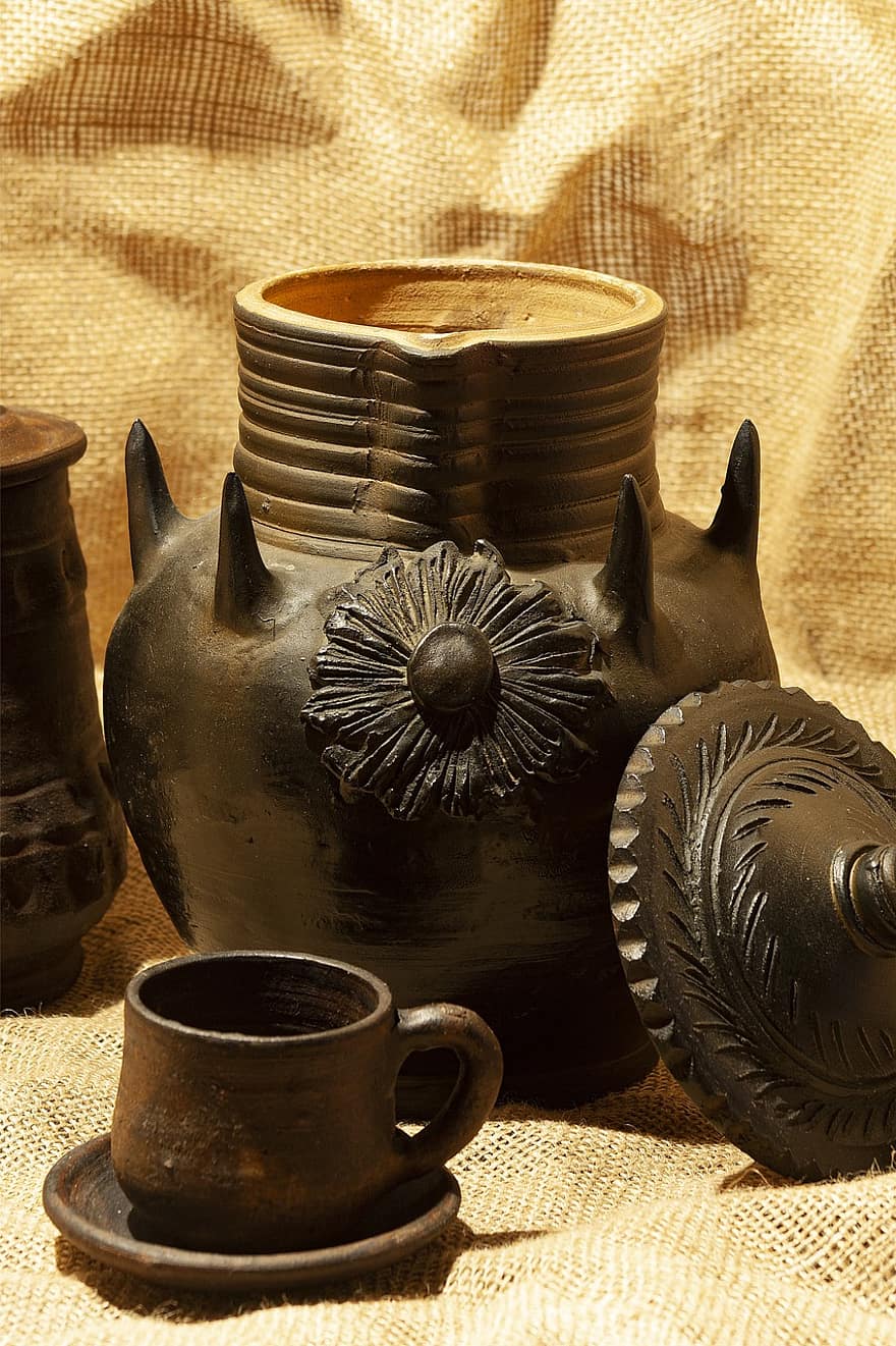 kendi, cangkir, keramik, tanah liat, vas, pedesaan, kuno, tua, antik, budaya, tembikar