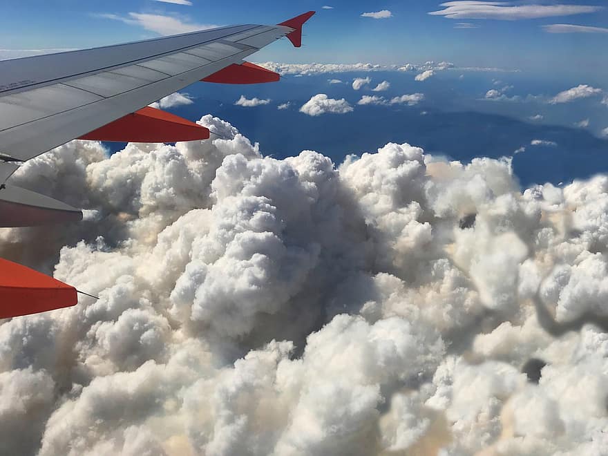 Pxclimateaction, nuvem de fumaça, asa de avião, vista do avião, aeronave, fogo florestal, Fumaça de Altitude, fumaça, nuvem, céu, avião