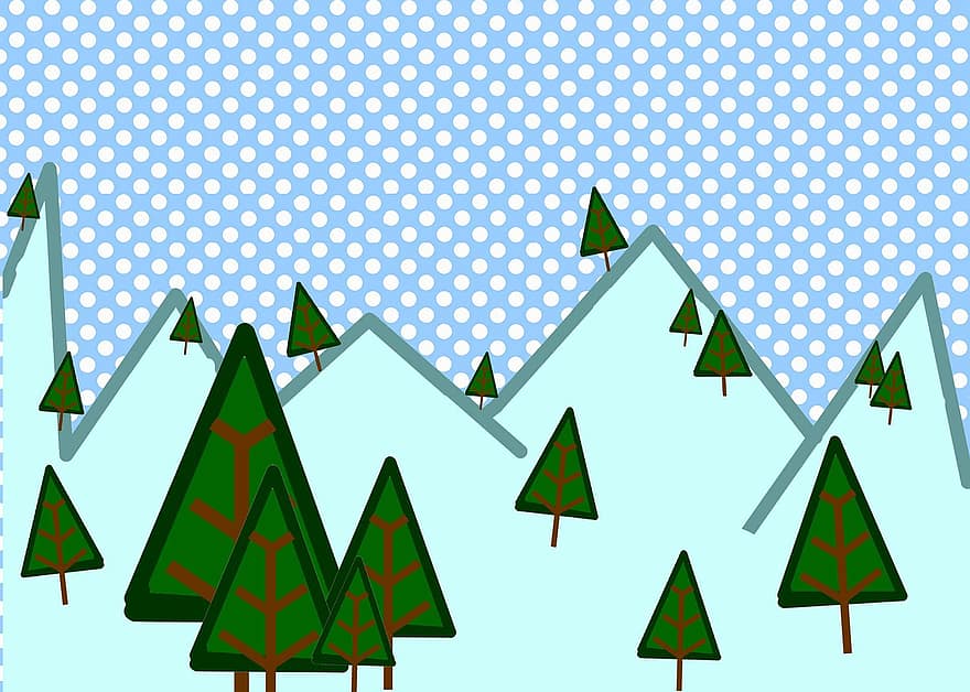 Winter, Woods, Snow, Scene, Trees, Clip, Art, Mountain