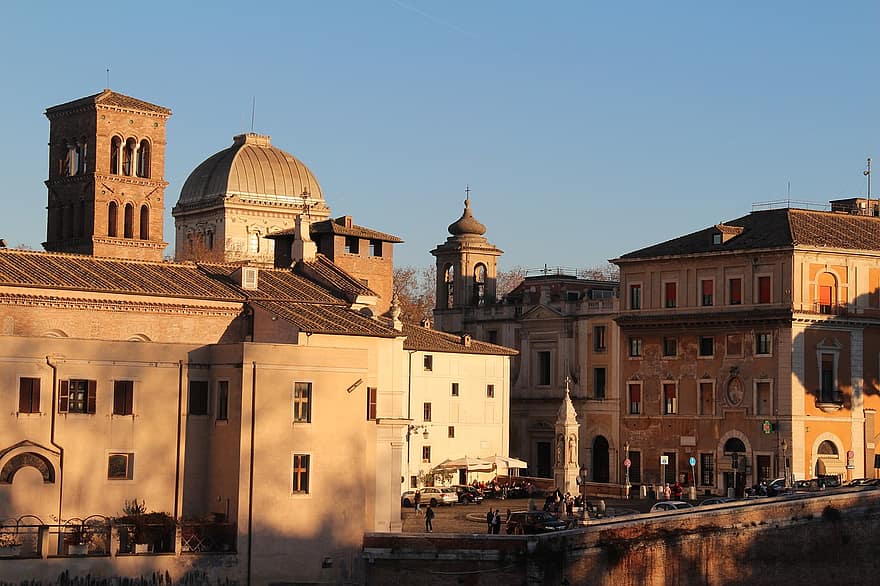 Rome, ville, immeubles, église, vieille ville, vieux batiments, Urbain