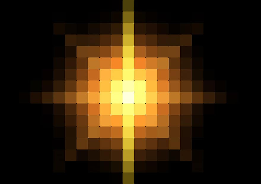 pusat, pixel, cahaya, Latar Belakang, poin, kuning, pola, target, tengah