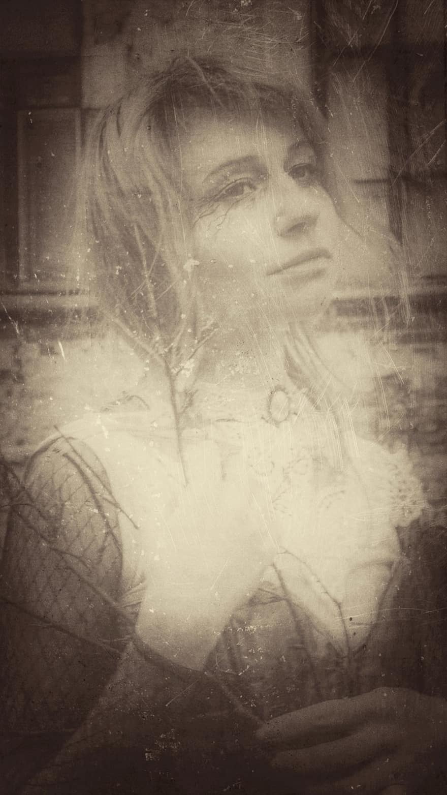 vintage foto, retro, årgang, kradse, sepia, 19. århundrede, spøgelse