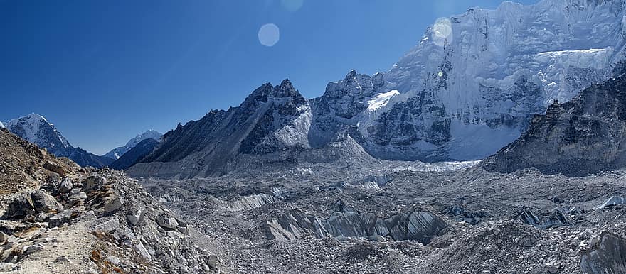 nepal, everest, Khumbu, jäätikkö, vuori, himalaja, vaellus, lumi, vuoret, vaeltaa, ABC